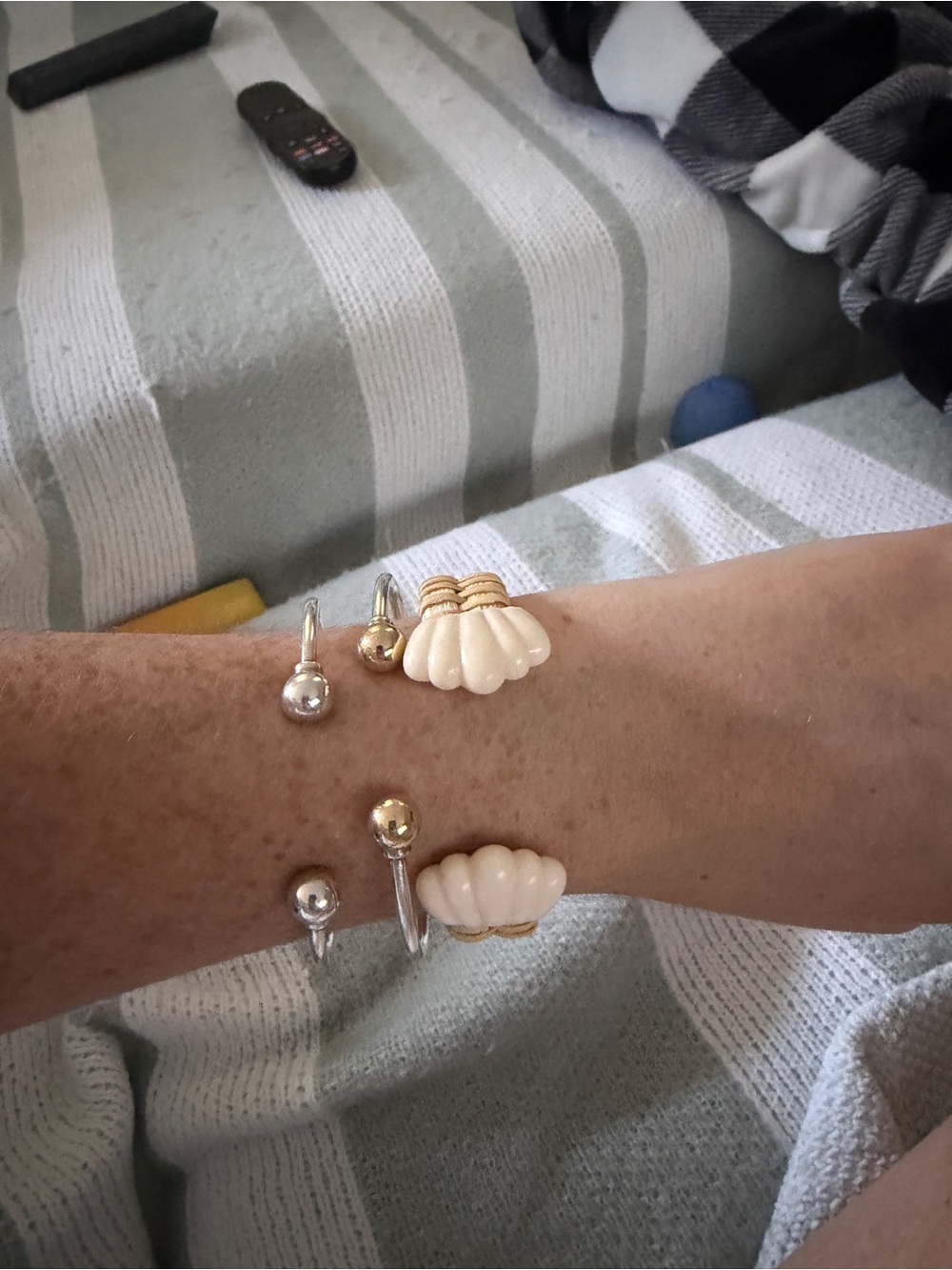 Nantucket Woven Bracelet Acrylic Ivory Shell Accent Cuff - Women Jewelry - Picture 2 of 8